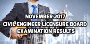 November 2017 Civil Engineer Licensure Examination results .